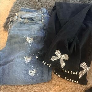 Embellished Jeans and Black Jacket Set